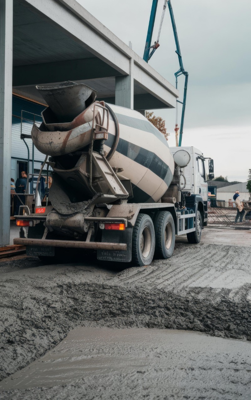 construction-machinery-cement-mixer-truck-is-delivering-liquid-concrete-construction-site Ready Mix Concrete Mixer Truck